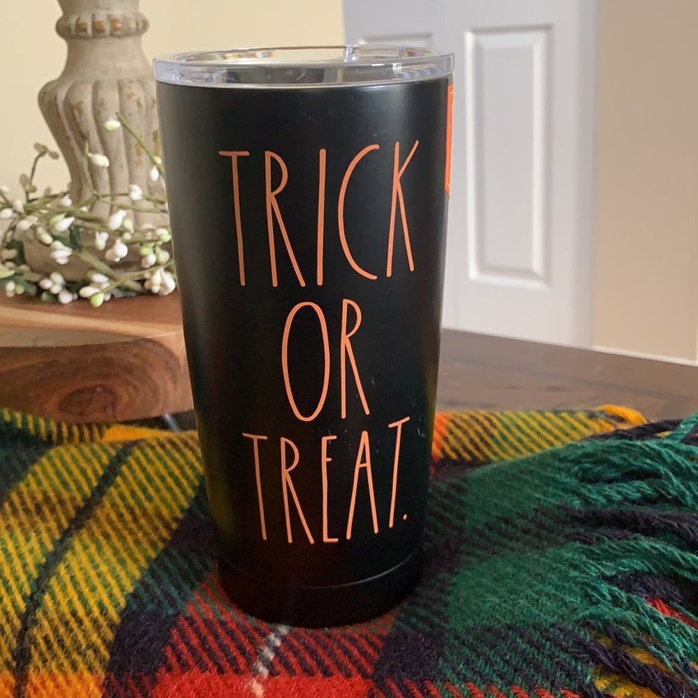NEW Rae Dunn TRICK OR TREAT black orange tumbler NWT